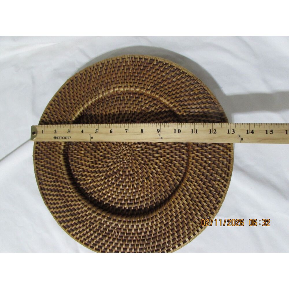 Wicker set of 2 charger plates dark brown great for wall hanging table decor - Picture 5 of 6